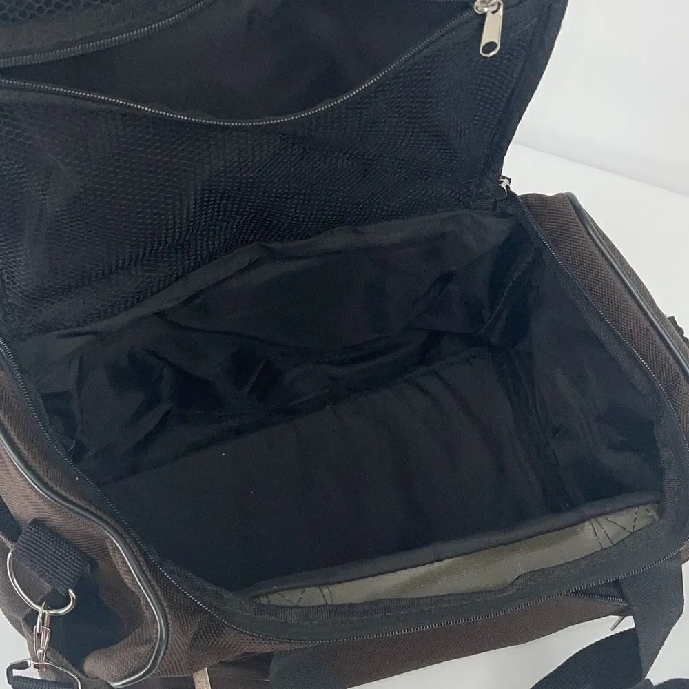Claiborne Carry On Bag‎ Luggage Zip Pockets Detachable Strap Brown